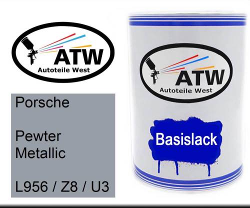 Porsche, Pewter Metallic, L956 / Z8 / U3: 500ml Lackdose, von ATW Autoteile West.